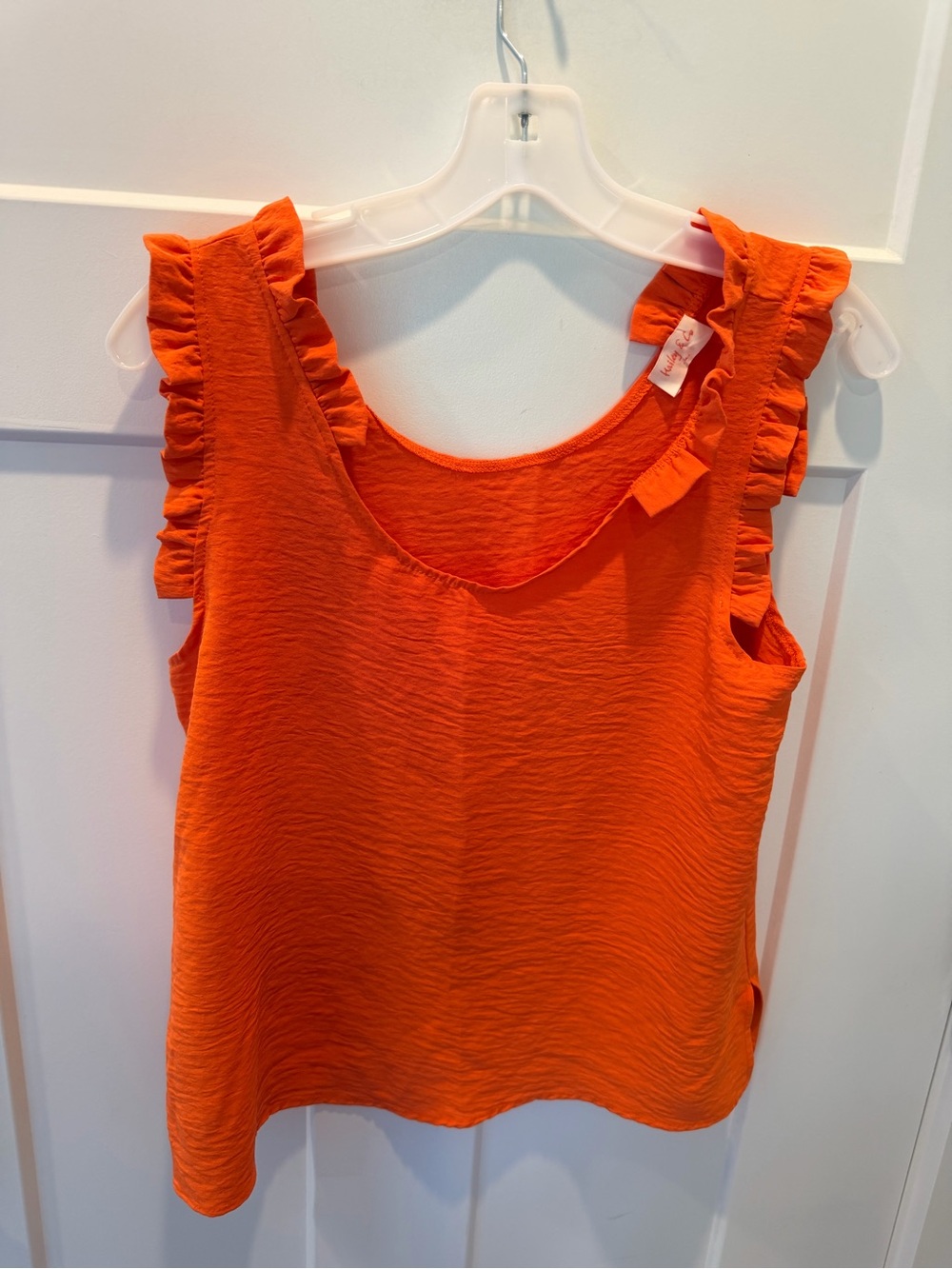 Hailey & Co Orange Ruffle Tank Top Medium Sleeveless Textured Boho